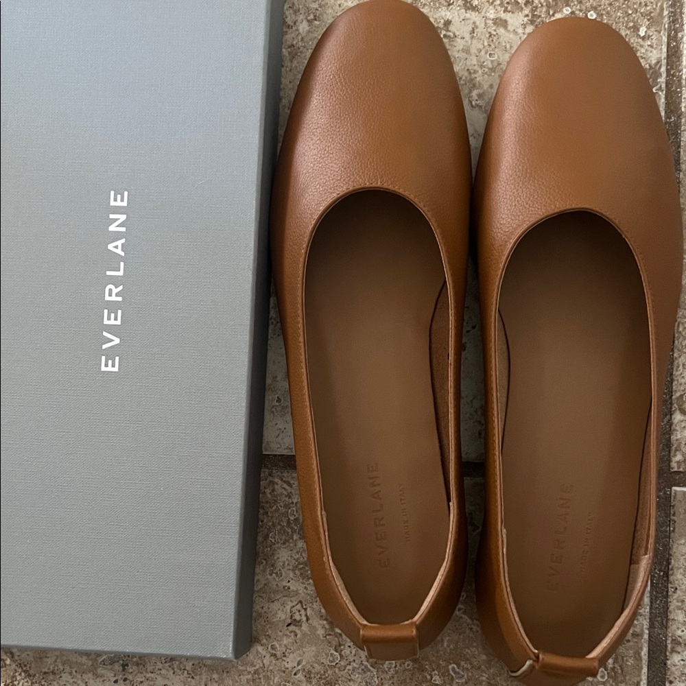 Everlane Leather Flats in Rich Brown NEW (never worn, in box)